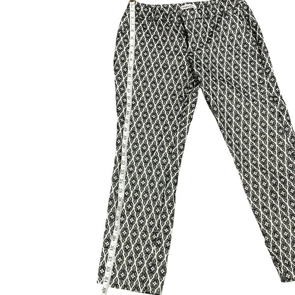 MERONA Crop Pants Size 6 Classic Cotton Embroidered Pattern Black & White - Picture 12 of 13